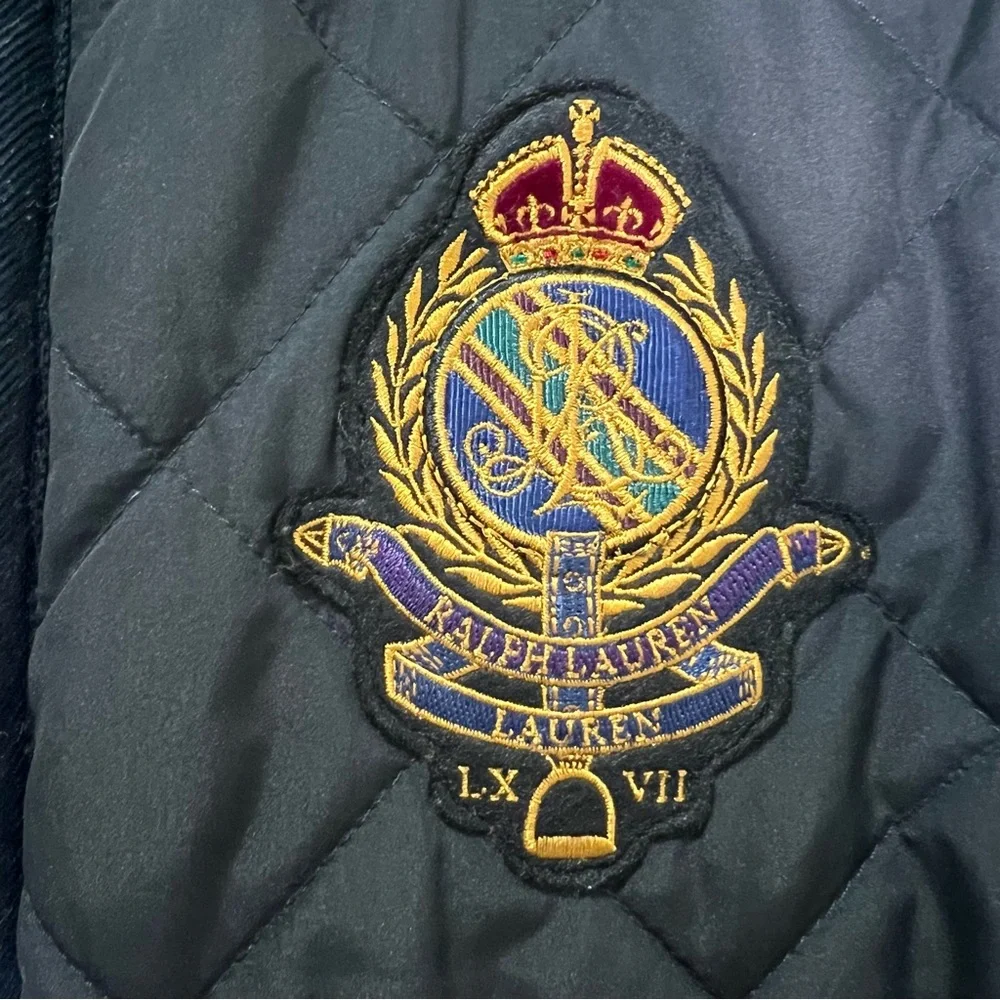 Ralph Lauren Crest-Patch Diamond-Quilted Vest Black Reversible Equestrian Sz L - Picture 6 of 10